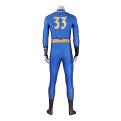 Vault Suit Fallout Jumpsuit Cosplay Kostuem Damen Blau Gelb