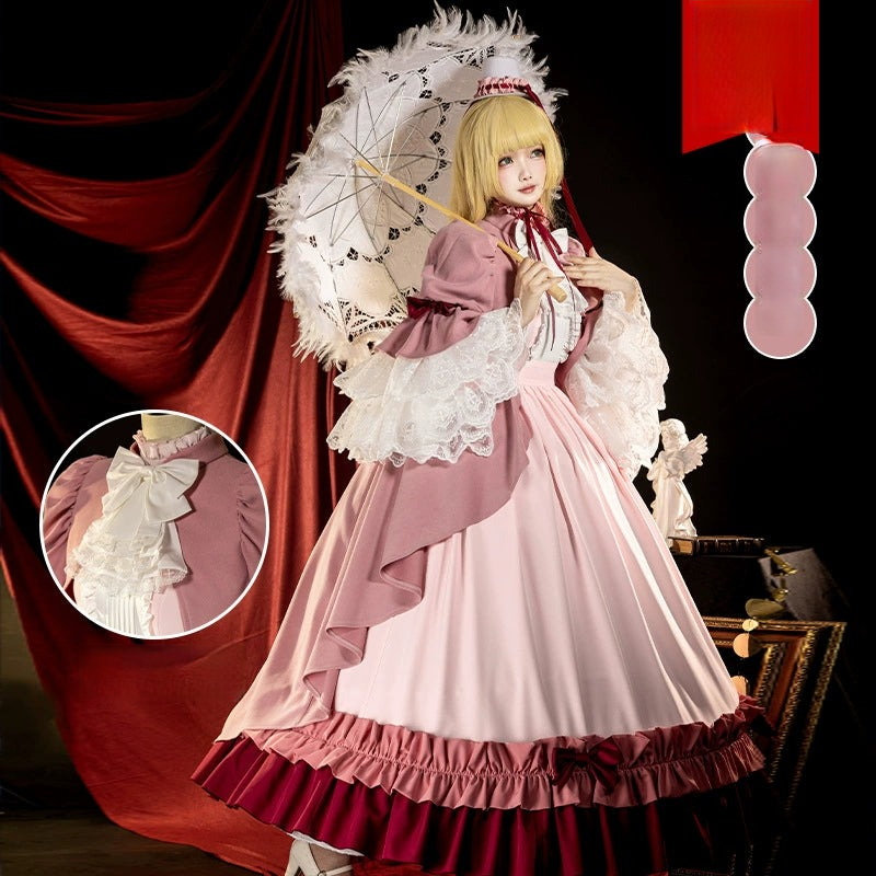 Victorique GOSICK Lolita Kleid Cosplay Kostuem Damen Rosa