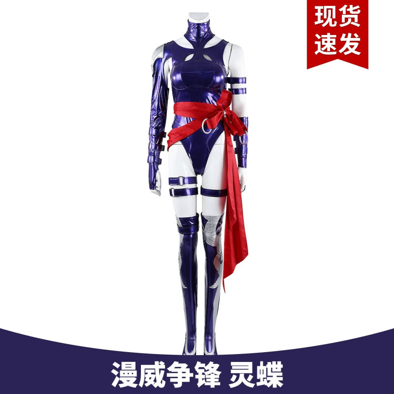 Psylocke Marvel Rivals Kampfanzug Cosplay Kostuem Damen Lila