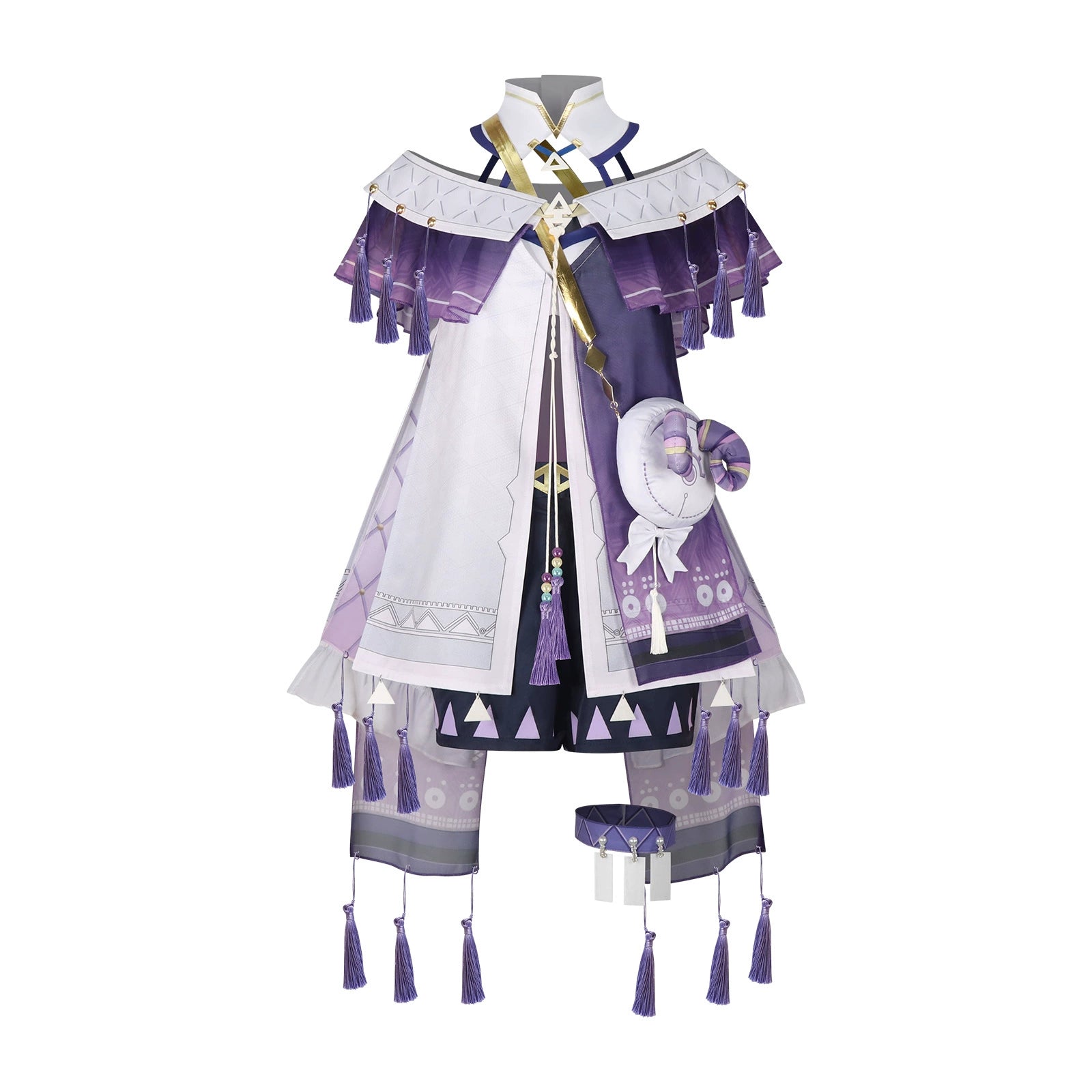 Wuthering Waves Auffälliges Kleid Cosplay Kostuem Damen Lila Weiß