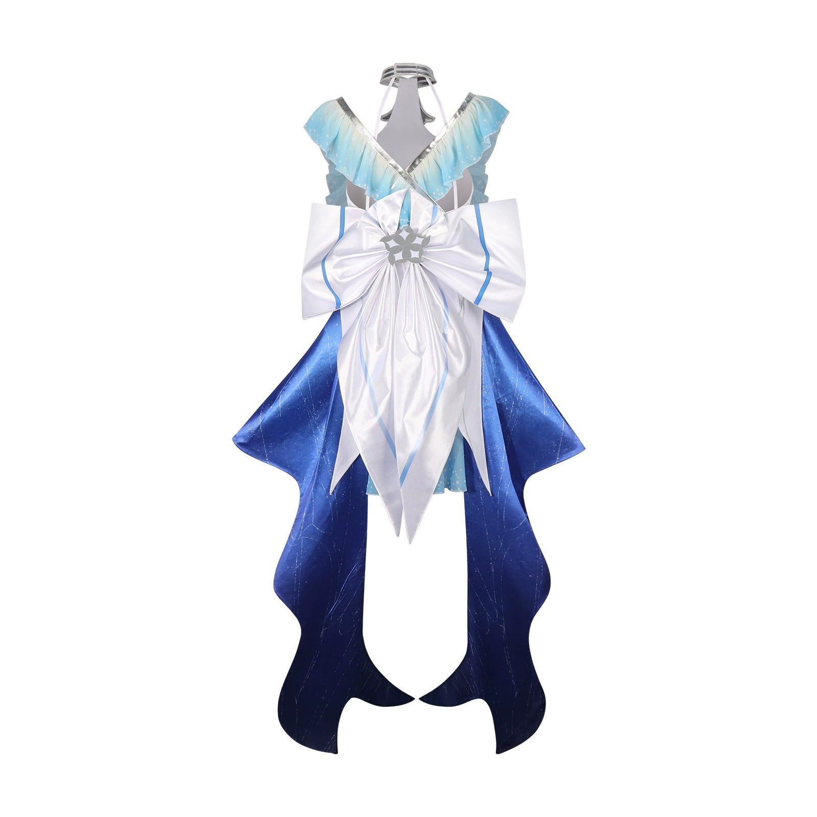 Shorekeeper Wuthering Waves Außergewöhnliches Kleid Cosplay Kostuem Damen Weiß Blau