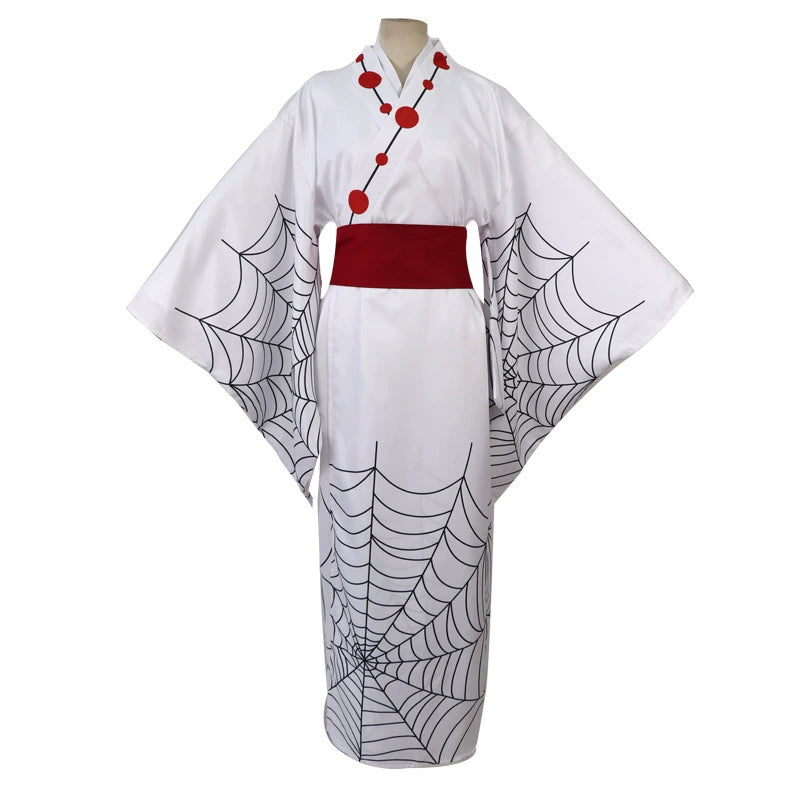 Rui Demon Slayer Kimono-Set Cosplay Kostuem Damen Weiß Rot