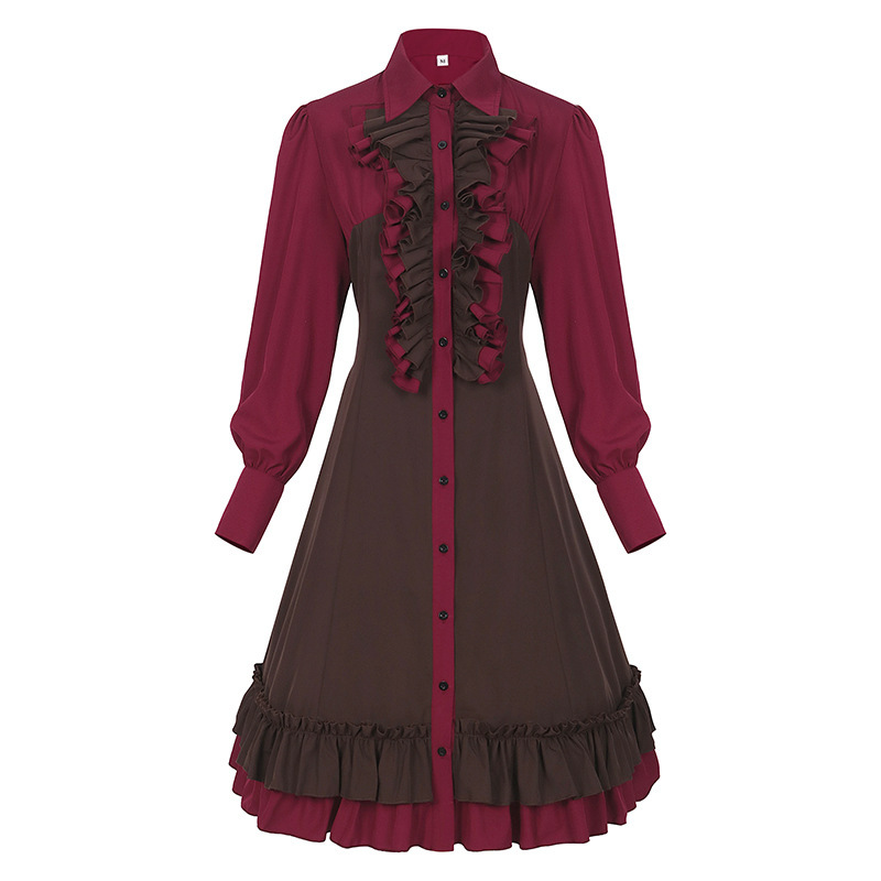 Hofkleid mit Petticoat-Saum – Blusenkleid Rüschen, DAMEN