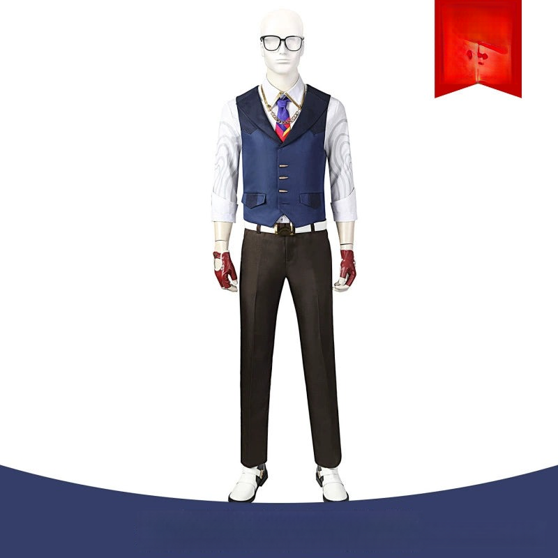 Chamber Valorant Anzug Cosplay Kostuem Damen Blau Weiss