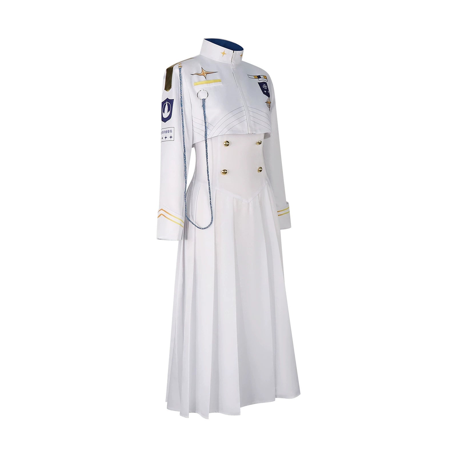 Blue Archive Schülerpräsidentin Präsidenten-Kleid Cosplay Kostuem Damen Weiß Gold