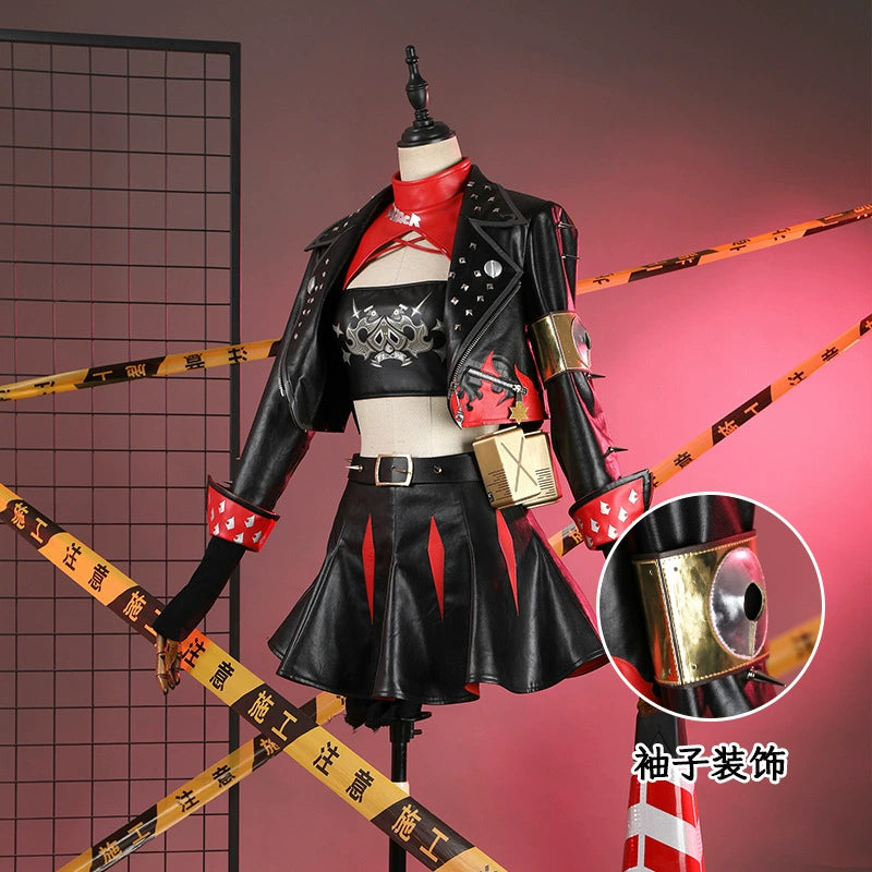 Burnice Zenless Zone Zero Biker-Outfit Cosplay Kostuem Damen Schwarz
