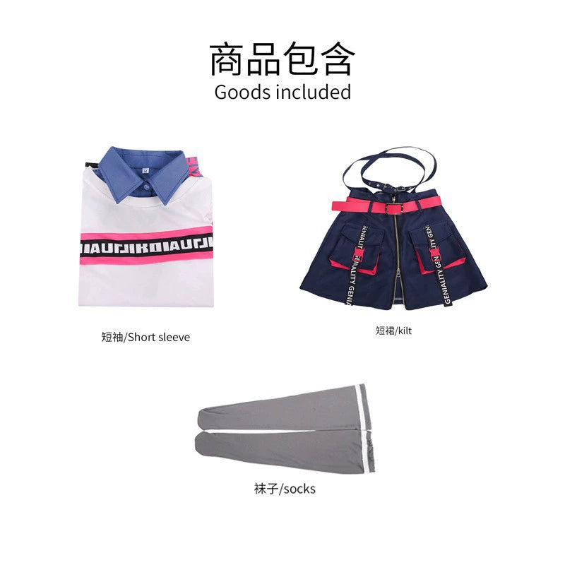 Azusawa Kohane Project Sekai Anniversary-Outfit Cosplay Kostuem Damen Blau Gelb