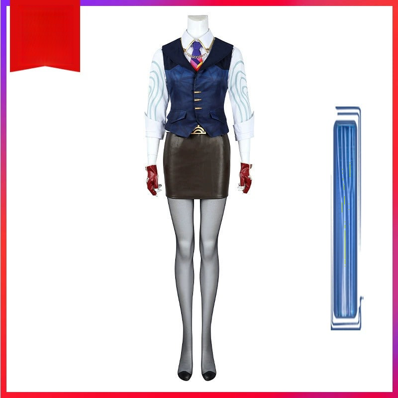 Chamber Valorant Agenten-Set Cosplay Kostuem Damen Dunkelblau