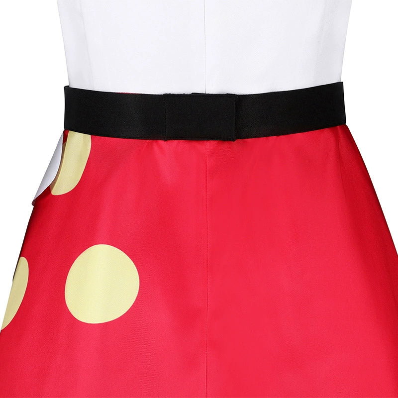 Niffty Hazbin Hotel Dienstmädchen-Kleid Cosplay Kostuem Damen Weiss Rot