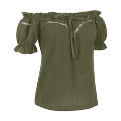 Schulterfreie Renaissance-Bluse SALE – Sommer Puffärmel-Top, DAMEN