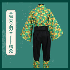 Sabito Demon Slayer Kimono-Set Cosplay Kostuem Damen Blau Weiß