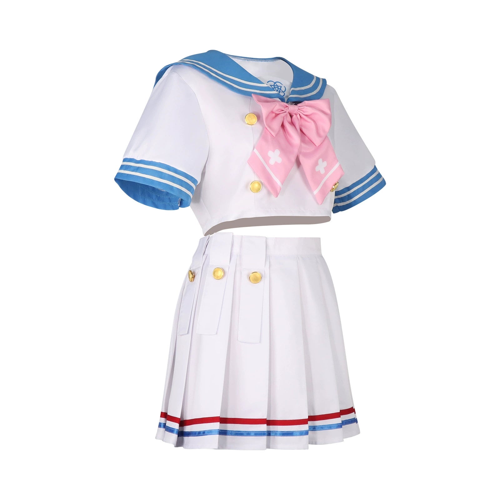 Hanako Blue Archive Matrosen-Uniform Cosplay Kostuem Damen Weiß Blau