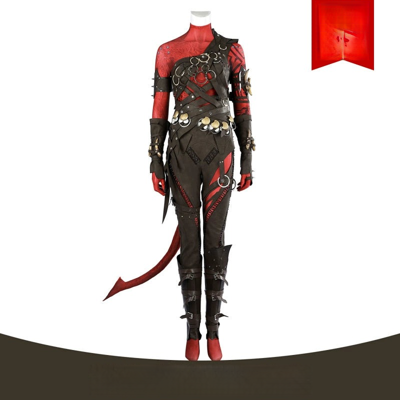 Karlach Baldurs Gate 3 Kostuem Cosplay Damen Rot Schwarz
