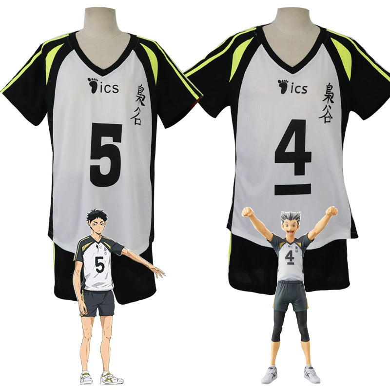 Akaashi und Bokuto Haikyuu Volleyball-Jersey Cosplay Kostuem Damen
