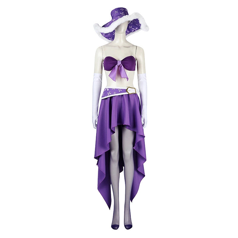 Nico Robin One Piece Kostuem Cosplay Damen Lila Weiss