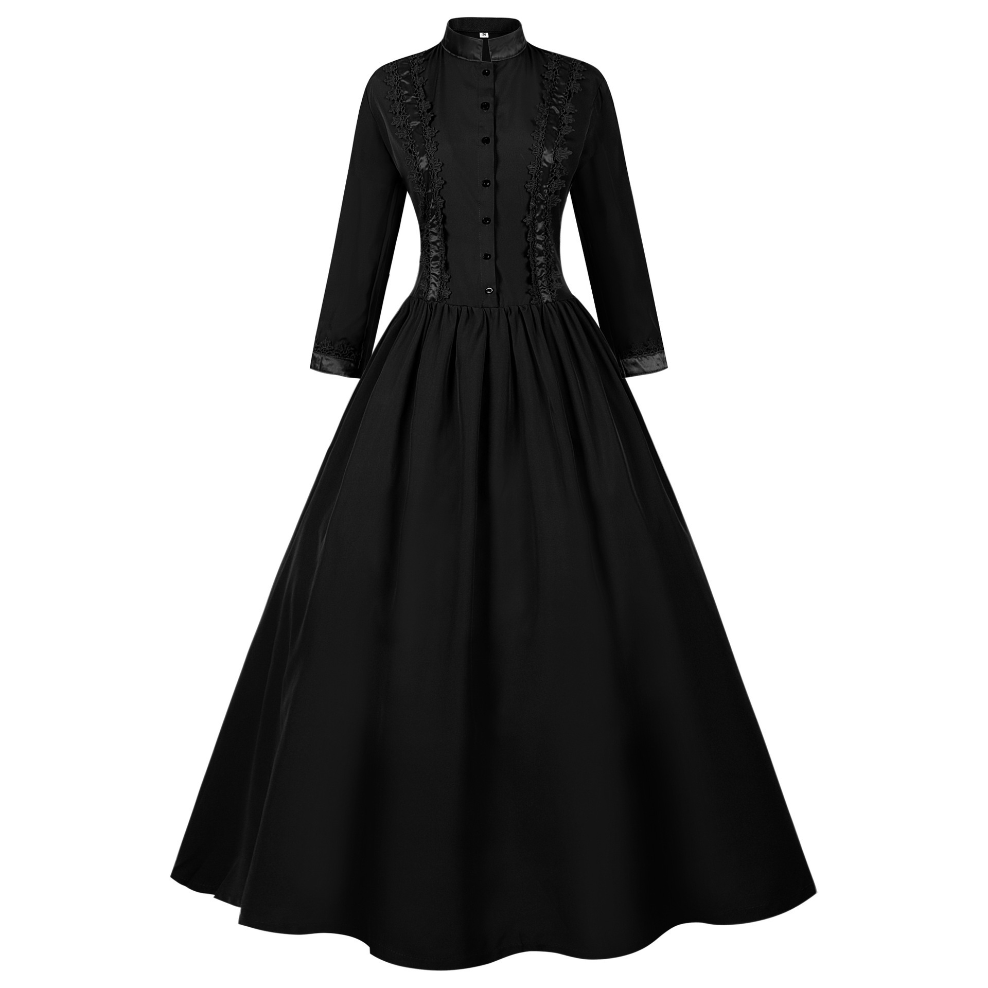 Gothic-Stehkragenkleid – viktorianisches Samtkleid für Halloween, DAMEN