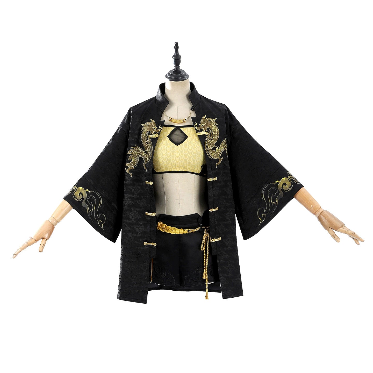 Lan Meng Naraka Bladepoint Kriegsgewand Cosplay Kostuem Damen Schwarz Gold