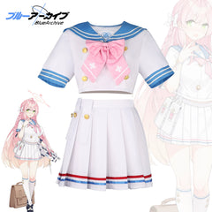 Hanako Blue Archive Matrosen-Uniform Cosplay Kostuem Damen Weiß Blau