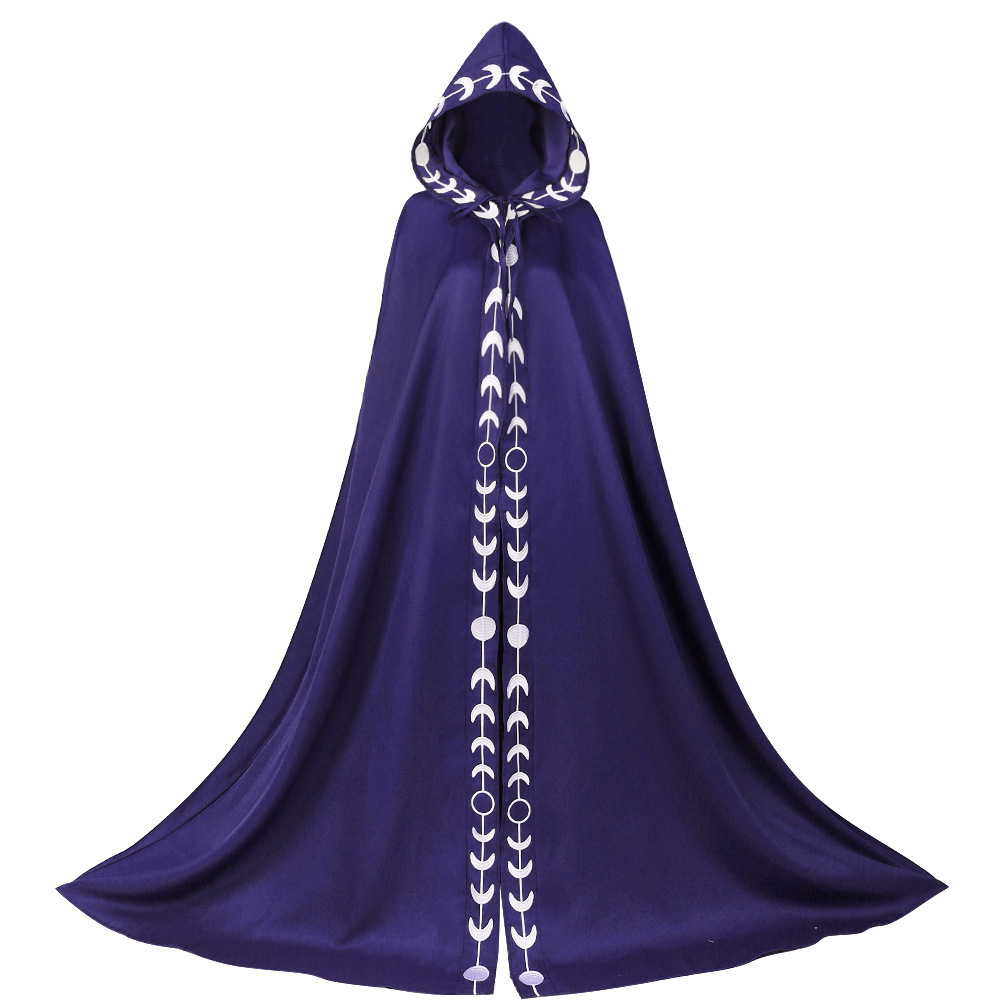 Druck-Kapuzenumhang – Fantasy-Cape mit Muster für Renaissance & Halloween
