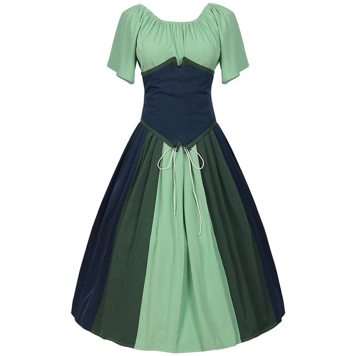 Kontrast-Schnürkleid – Renaissance Puffärmelkleid für Mittelalter-Fest, DAMEN