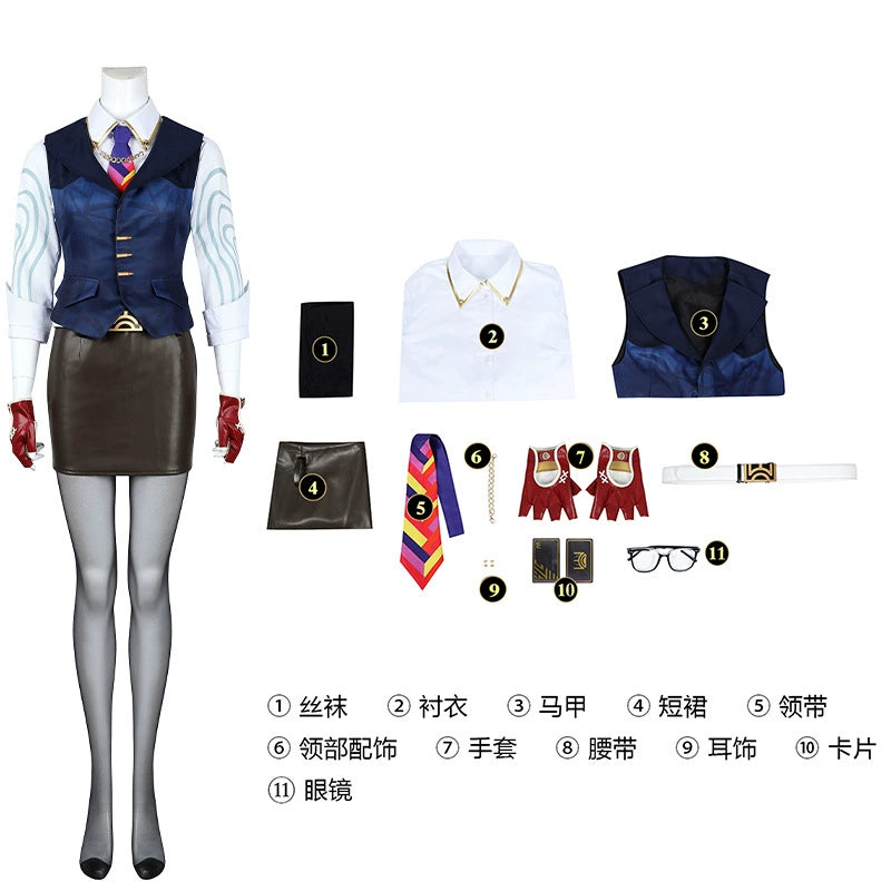 Chamber Valorant Agenten-Set Cosplay Kostuem Damen Dunkelblau