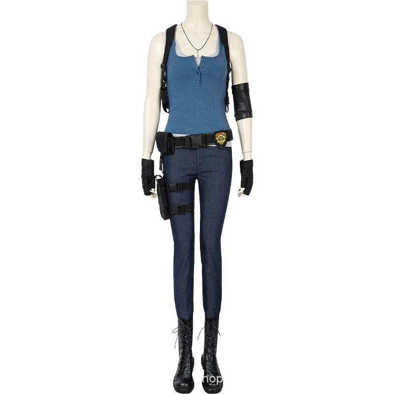 Jill Valentine Resident Evil Taktik-Set Cosplay Kostuem Damen Blau