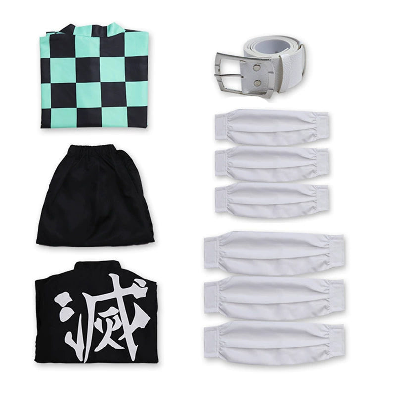 Nezuko Kamado Demon Slayer Kimono-Komplettset Cosplay Kostuem Damen Rosa Schwarz