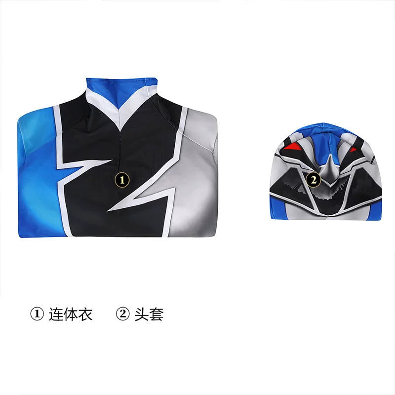Ryusoulger Power Rangers Anzug Cosplay Kostuem Damen Blau Gold