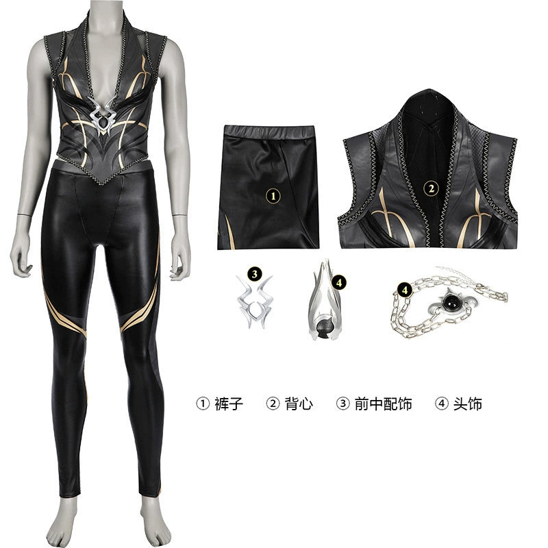 Shadowheart Baldurs Gate 3 Outfit Cosplay Kostuem Damen Schwarz Gold