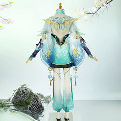 Lan Meng Naraka Bladepoint Anzug Cosplay Kostuem Damen Tuerkis Gold