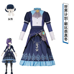 Asahina Mafuyu Project Sekai Bühnen-Kleid Cosplay Kostuem Damen Blau Weiß