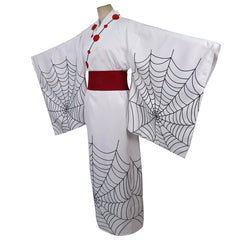 Rui Demon Slayer Kimono-Set Cosplay Kostuem Damen Weiß Rot