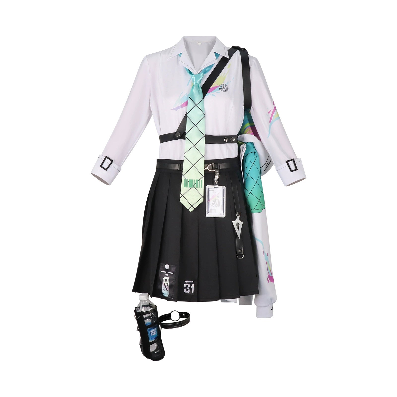 Wuthering Waves Uniform mit Jacke Cosplay Kostuem Damen Schwarz Weiß