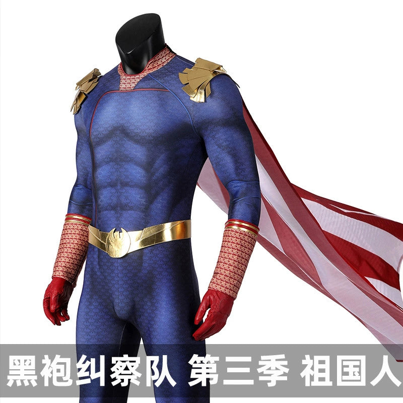 Homelander The Boys Anzug Cosplay Kostuem Damen Blau Rot Gold