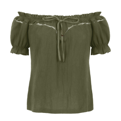 Schulterfreie Renaissance-Bluse SALE – Sommer Puffärmel-Top, DAMEN