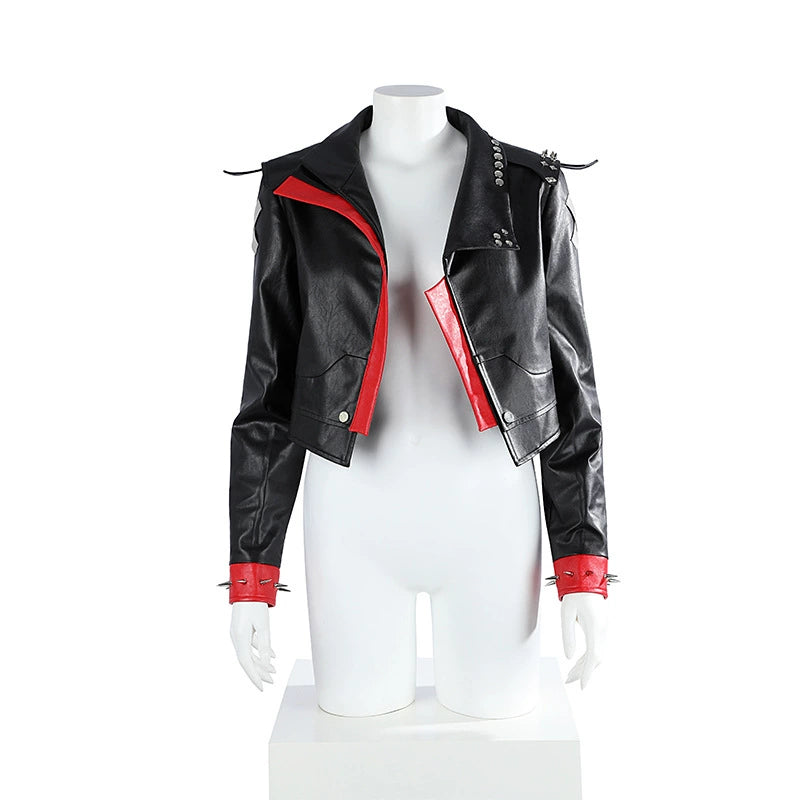 Vi League of Legends Lederjacken-Outfit Cosplay Kostuem Damen Schwarz