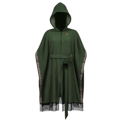 Kapuzen-Cape mit Schal & Brosche – Renaissance Umhang mit Fransen