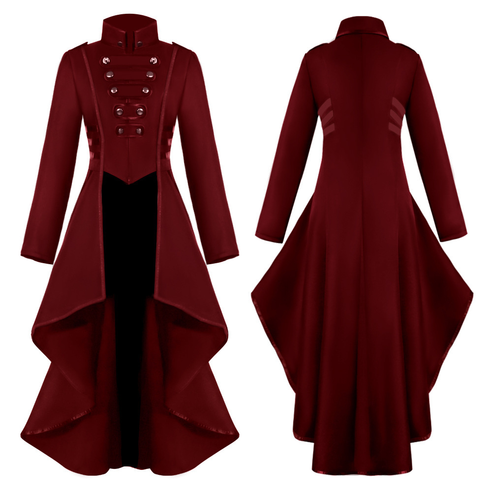 Damen Frackjacke – asymmetrischer Gothic Mantel für Halloween, DAMEN