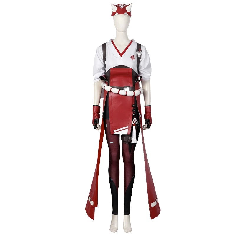 Kiriko Overwatch Kimono Cosplay Kostuem Damen Weiss Rot