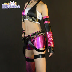 Jinx League of Legends Outfit-Set Cosplay Kostuem Damen Rosa
