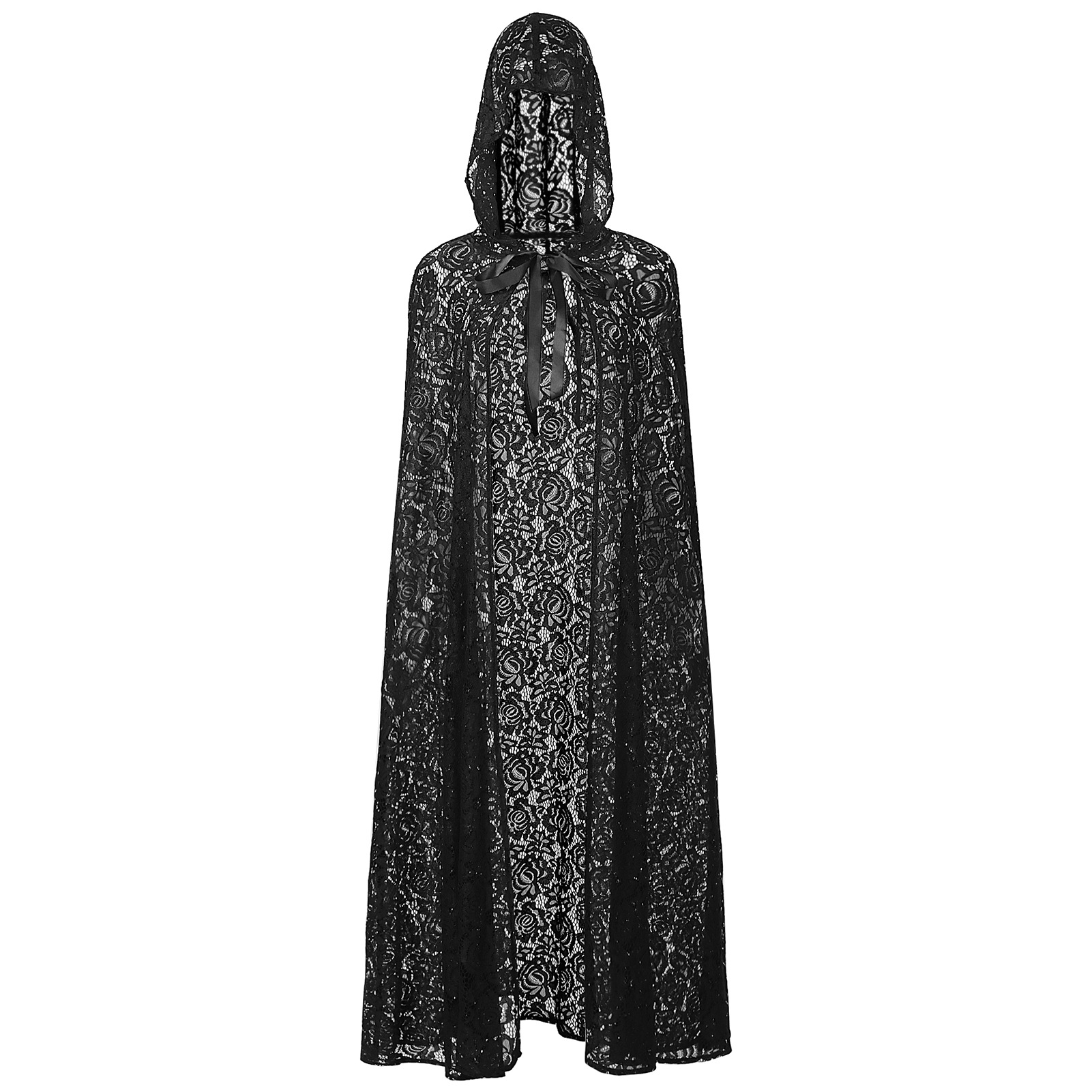 Spitze-Kapuzenumhang – Gothic Cape mit Häkelspitze, Einheitsgröße