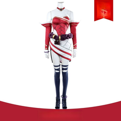 Ahri 2XKO Anzug Cosplay Kostuem Damen Weiss Rot