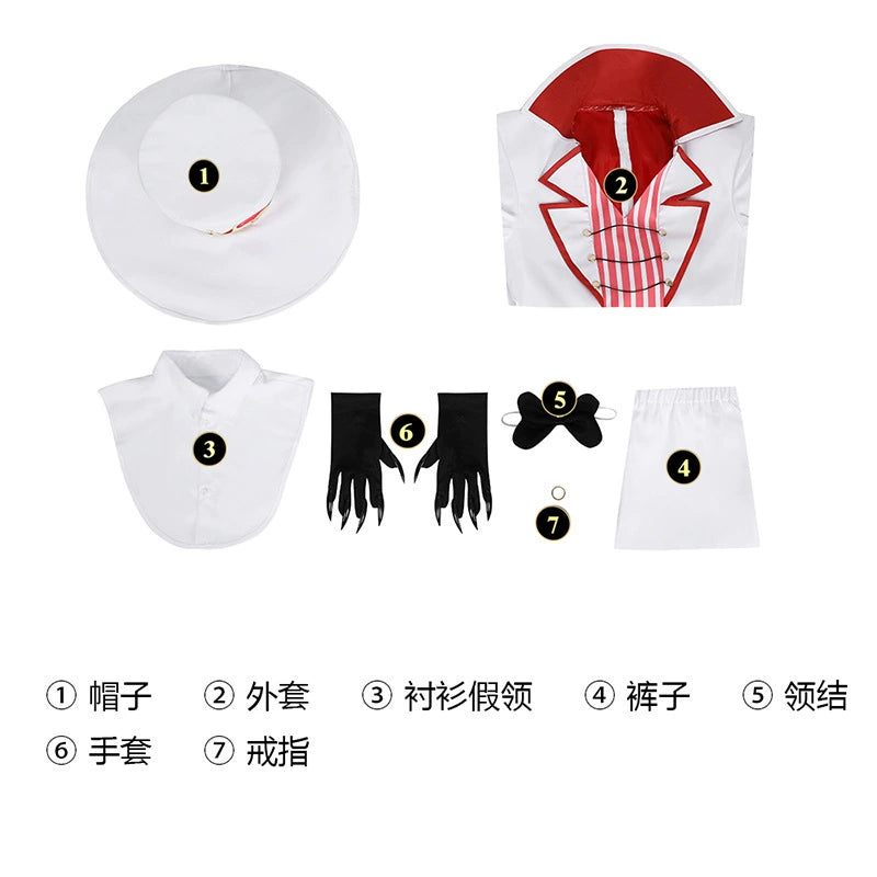 Lucifer Hazbin Hotel Anzug-Set Cosplay Kostuem Damen Weiß