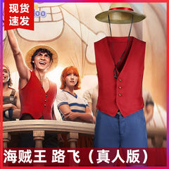 Luffy One Piece Outfit-Set Cosplay Kostuem Damen Rot