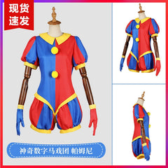 Pomni Digital Circus Harlekin-Kleid Cosplay Kostuem Damen Rot Blau