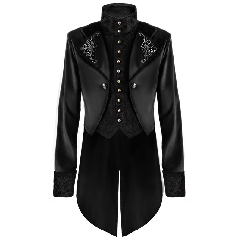 Hochkragen-Mantel – Retro-Zweiteiler-Jacke für Halloween & Bühne, HERREN