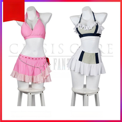 Tifa Aerith Final Fantasy VII Bikini-Set Cosplay Kostuem Damen Pink Weiss