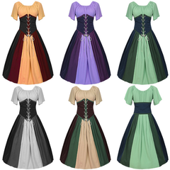 Kontrast-Schnürkleid – Renaissance Puffärmelkleid für Mittelalter-Fest, DAMEN