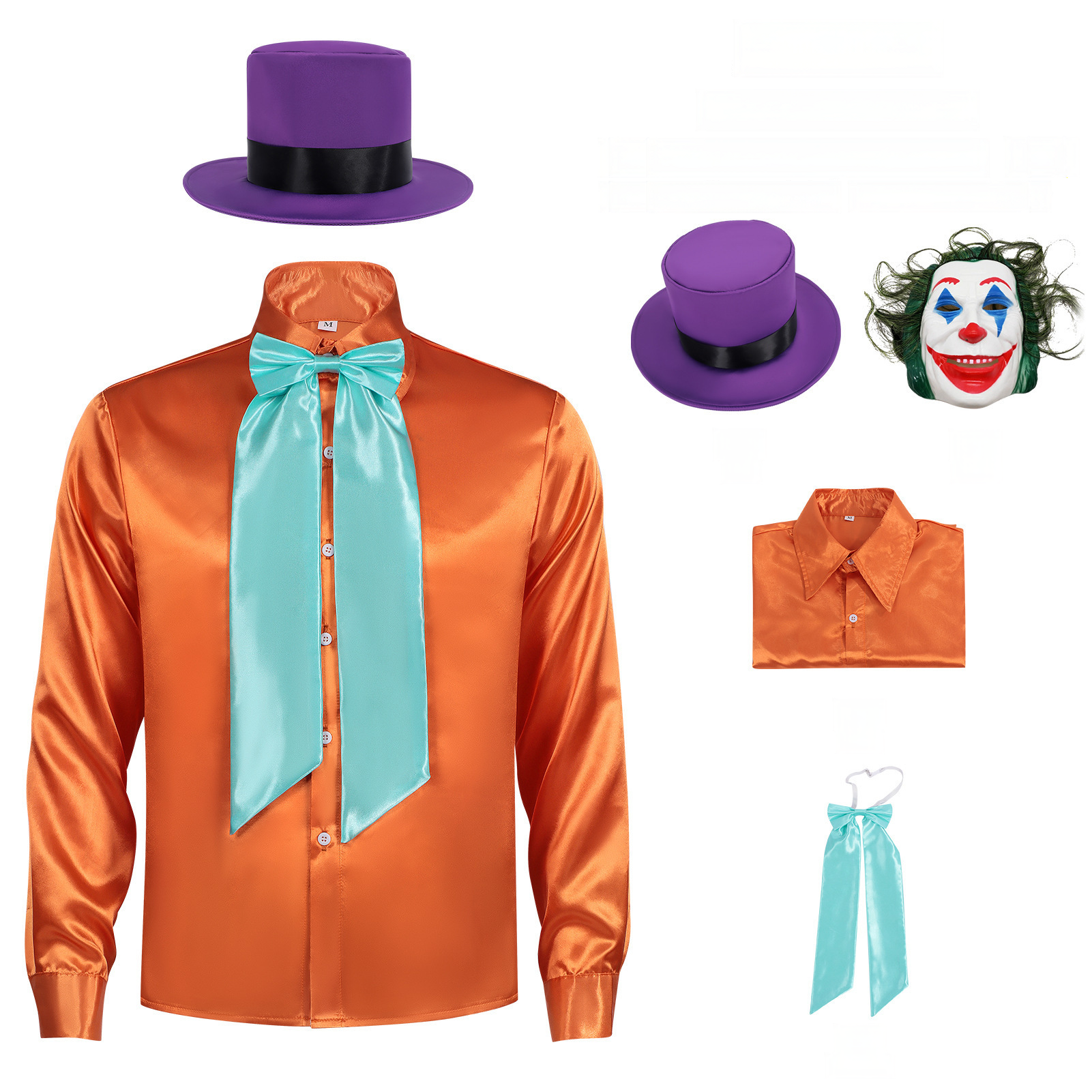 Grusel-Clown-Set – Hemd, Zylinder & Halbmaske komplett