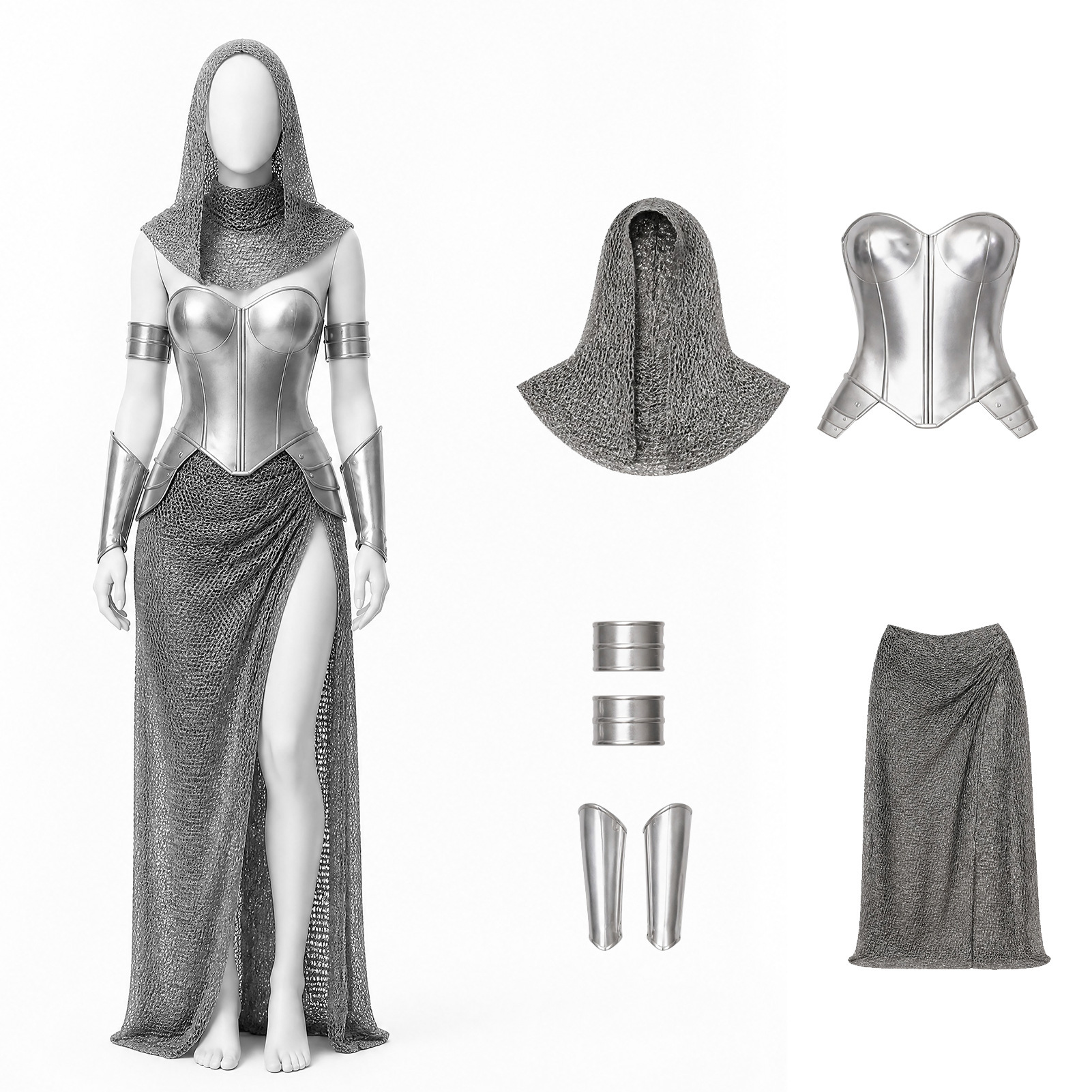 Chainmail Knight Armor Medieval Ritterin Cosplay Kostüm Damen